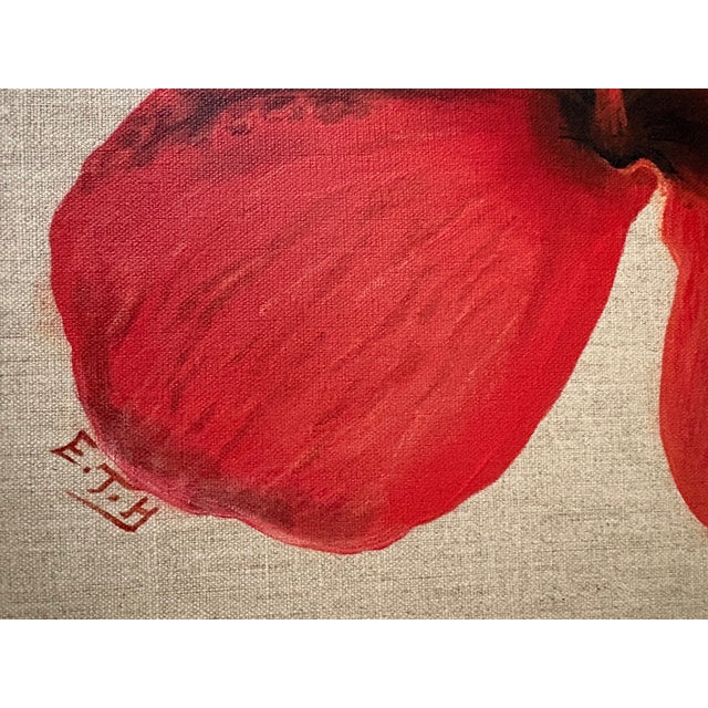 Modern Modern Oil Painting - Fleur Rouge For Sale - Image 3 of 8