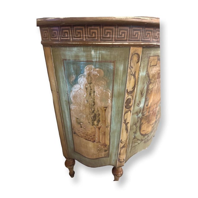 Saffron Antique Italian Neoclassical Hand Painted Demilune Chest. For Sale - Image 8 of 8