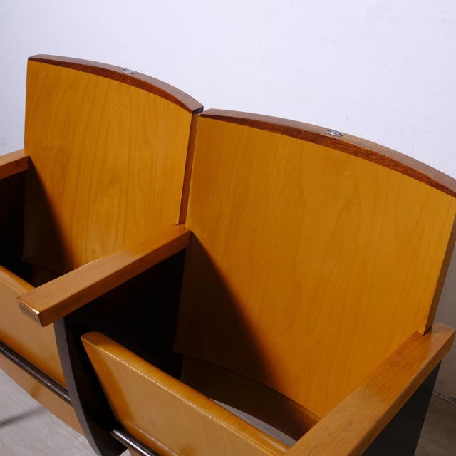 Two-Seater Cinema Armchair Bench in Numbered Two-Tone Wood, 1960s For Sale - Image 13 of 18