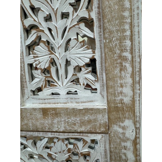 Bohemian Rustic Carved Mango Wood Wall Panel Mirror For Sale In San Francisco - Image 6 of 12