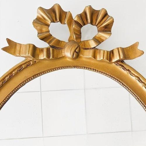 Wood Mid-Century Oval Baroque Mirror in Gustavian Style, 1960s For Sale - Image 7 of 8