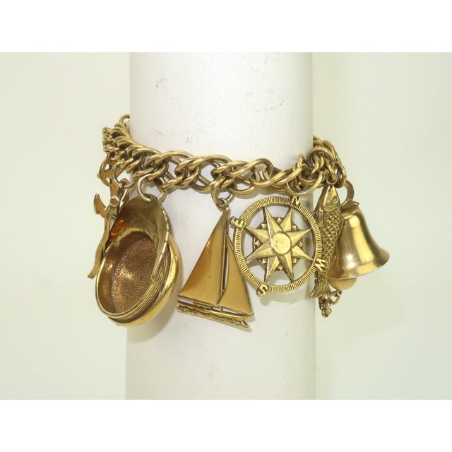 Coro Nautical Themed Gold Tone Charm Bracelet For Sale - Image 14 of 14