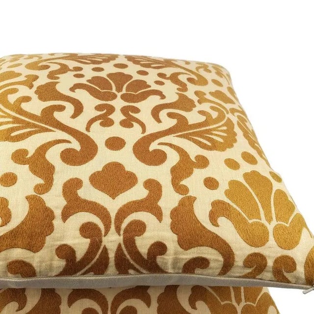 Hodsoll McKenzie Isolde in Dark Gold Embroidered Pillow Cover For Sale In Portland, OR - Image 6 of 7