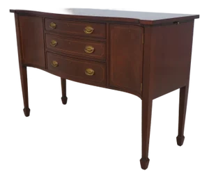 1980s Biggs Mahogany Serpentine Front Sideboard Server