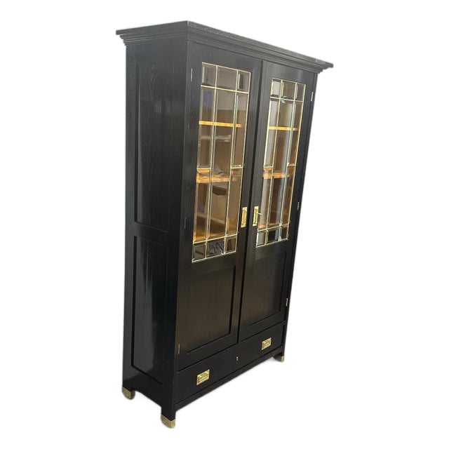 Art Nouveau Black Bookcase, 1910s For Sale