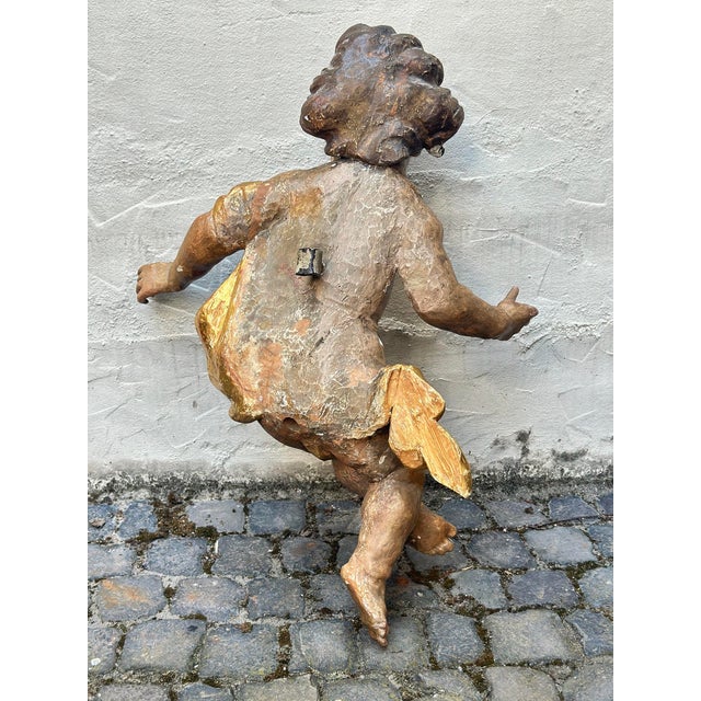 Large Putto, Southern Germany, Tyrol, 1750, Carved Wood, Painted For Sale - Image 13 of 14