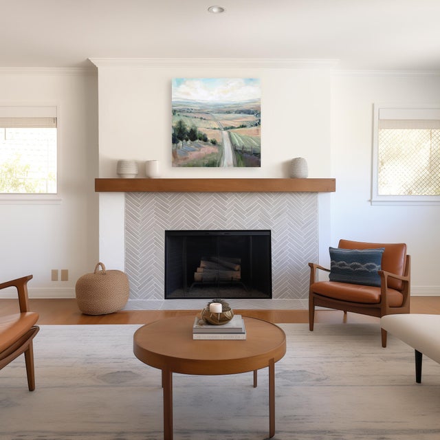 Green Following Dreams - Rural Landscape Mixed Media Painting on Canvas Original Artwork by Jodi Miller For Sale - Image 8 of 9