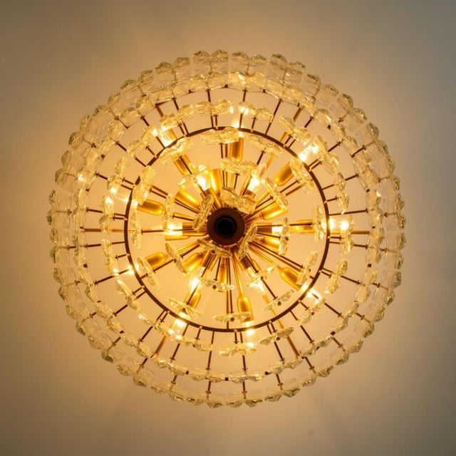 1960s Gilt Brass & Glass Palazzo Pendant Light attributed to J. T. Kalmar for Kalmar, Austria, 1970s For Sale - Image 5 of 18