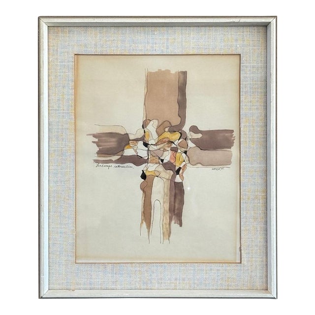 Vintage 1965 Abstract Casein Collage Signed by Sheer For Sale