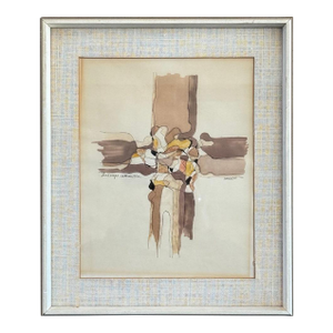 Vintage 1965 Abstract Casein Collage Signed by Sheer