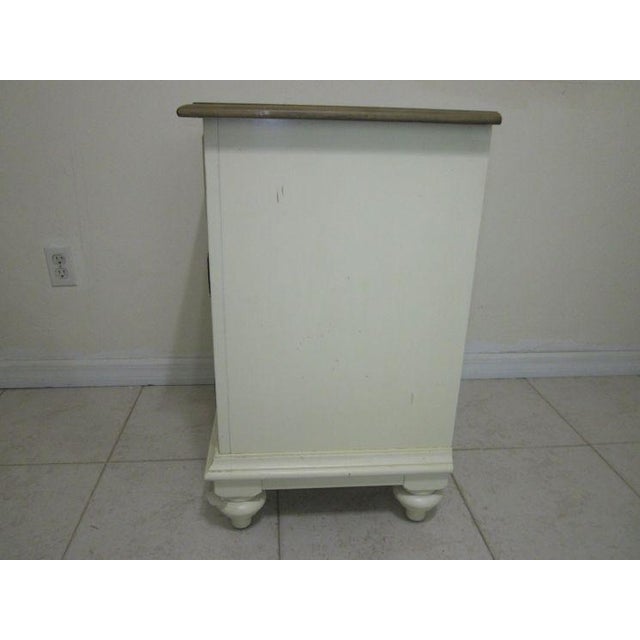 1980s Wood Nightstand Ivory Dark Color Top Shutter Door One Drawer Riverside Co For Sale - Image 11 of 12