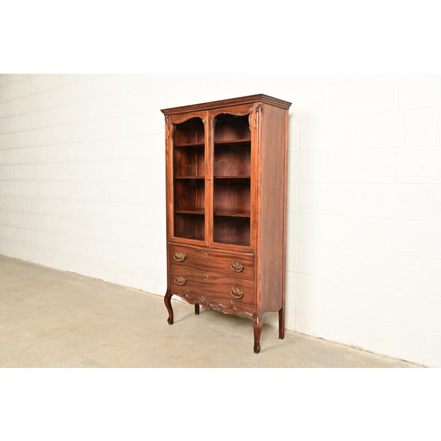 Victorian Antique Victorian Carved Mahogany Bookcase or Bar Cabinet, Circa 1890s For Sale - Image 3 of 16