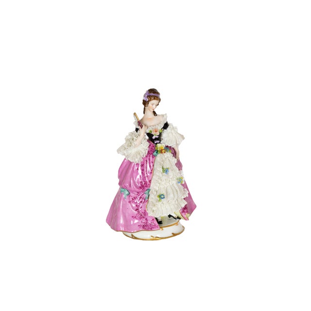 Ceramic Baroque Style Porcelain Figure of Lady with Fan from Capodimonte, 1900s For Sale - Image 7 of 7