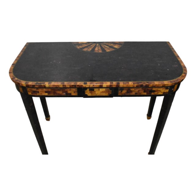 Maitland-Smith Tessellated Stone Console Table W/Sunburst For Sale