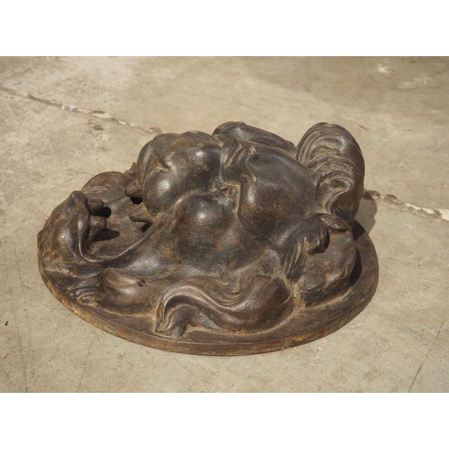 Pair of Heavy French Cast Iron Lion Building Ornaments, Circa 1900 For Sale - Image 16 of 18