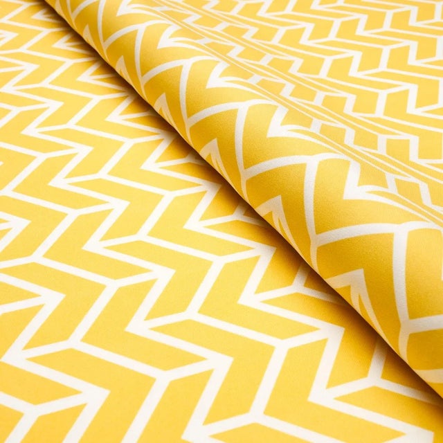 Schumacher Sample - Schumacher Chevron Indoor/Outdoor Fabric in Yellow For Sale - Image 4 of 4