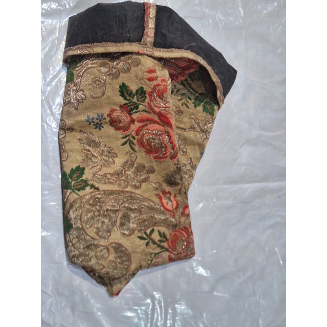 Vintage Style Gold Floral Brocade Pillow With Metallic Threads Double Sided For Sale - Image 4 of 6