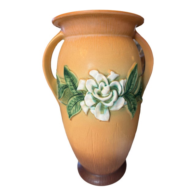 Roseville Pottery Gardenia Floor Vase "690-16" Tan / Brown ca.1950 - Stunning! For Sale