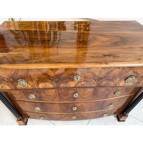 Empire Chest of Drawers with Columns in Walnut Veneer For Sale - Image 11 of 15