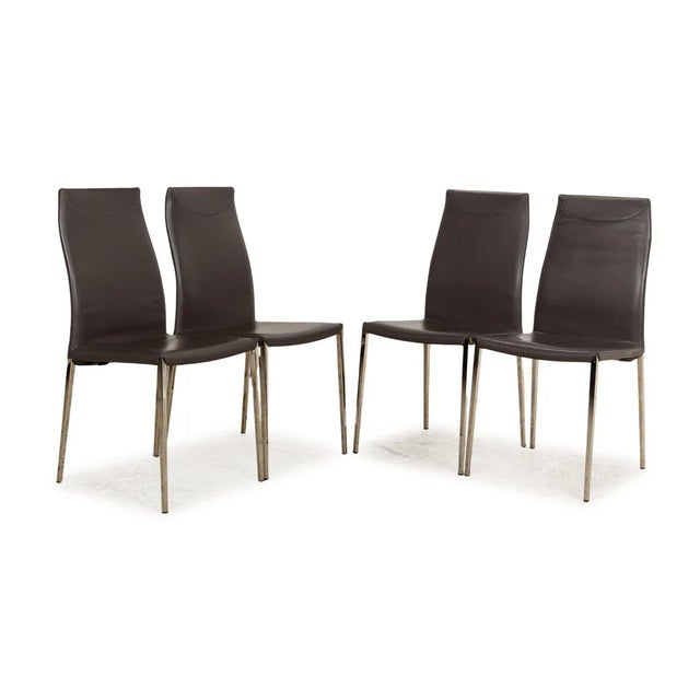 Maya Leather Chairs in Grey from Cattelan Italia, Set of 4 For Sale - Image 12 of 12