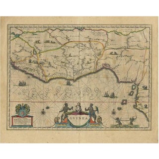 Antique Map of Guinea in West Africa by Blaeu,1638 For Sale