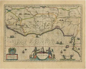 Antique Map of Guinea in West Africa by Blaeu,1638