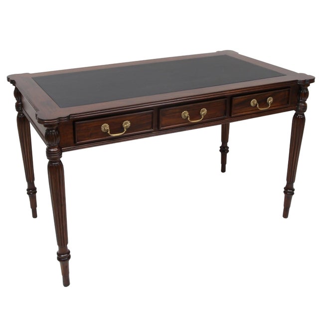 Wood Legacy Leather Top Desk - Brown Walnut For Sale - Image 7 of 12