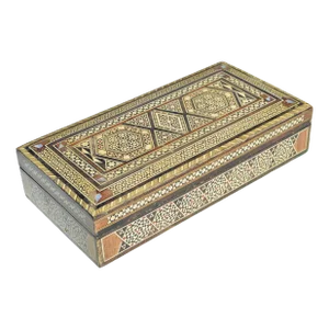 Vintage Moorish-Patterned Mother-Of-Pearl Inlaid Damascene Box