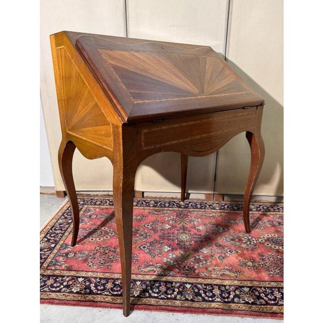 Louis Xv Style Sloping Desk in Marquetry For Sale - Image 6 of 9