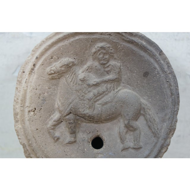 Ancient Antique Roman Terracotta Soldier on Horse Oil Lamp Vessel Egypt 4" For Sale - Image 10 of 10