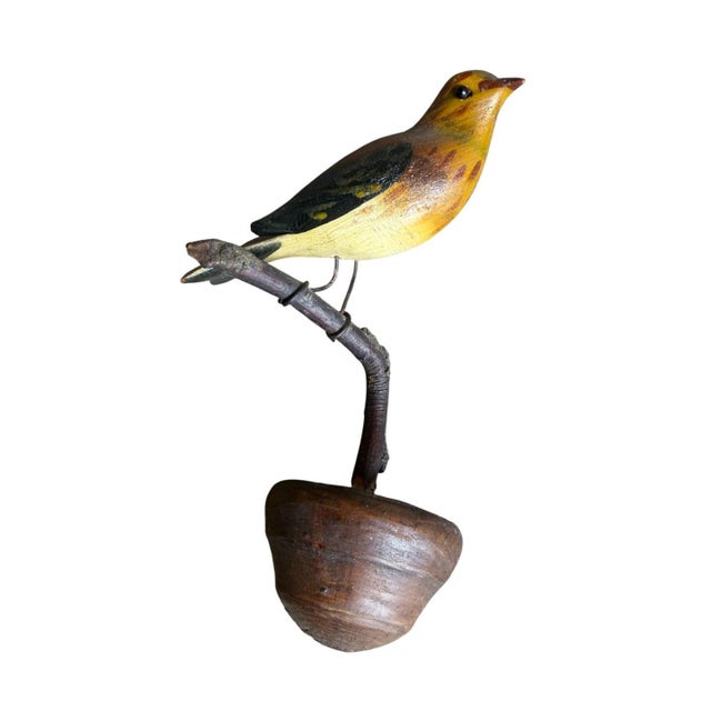 1930s Austrian Folk Art Carved Wood Wren #100 For Sale - Image 5 of 5