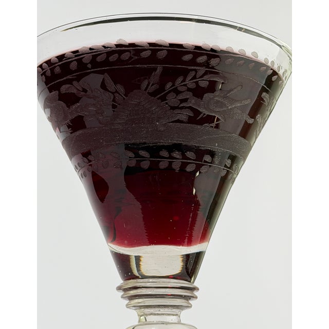 Antique Bohemian Engraved Wine Glass For Sale - Image 8 of 9
