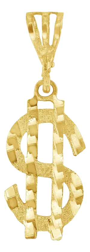 Money Dollar Sign with Diamond Cuts 10k Yellow Gold