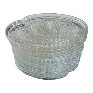 Mid 20th Century Federal Glass Company Homestead Pressed Glass Plates – Set of 14 For Sale