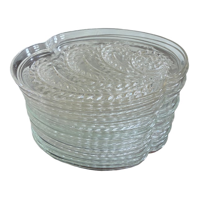 Mid 20th Century Federal Glass Company Homestead Pressed Glass Plates – Set of 14 For Sale