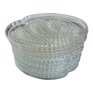 Mid 20th Century Federal Glass Company Homestead Pressed Glass Plates – Set of 14