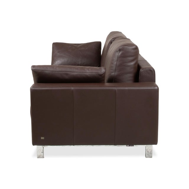 Vida Leather Brown Two-Seater Sofa and Armchair in Chrome by Rolf Benz, Set of 2 For Sale - Image 17 of 18