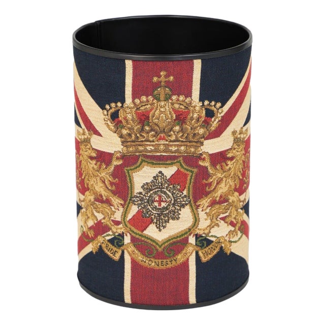 Union Jack Crest Tapestry Waste Bin For Sale