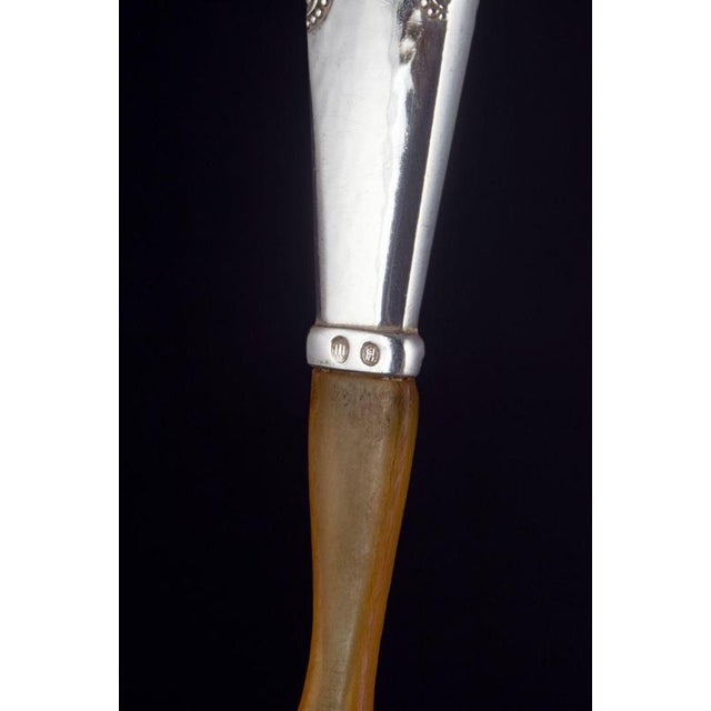 Salad Set in Silver and Bone with Handles in the Viking Pattern by Georg Jensen, 1930s, Set of 2 For Sale - Image 4 of 6