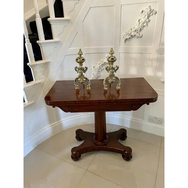 Fine quality pair of antique Victorian ornate brass fire dogs having a finial to the top and stunning ornate front...