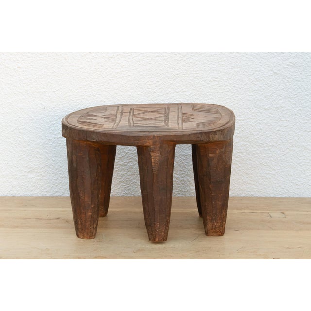 1980s Vintage African Geometric Nupe Carved Stool For Sale - Image 5 of 9