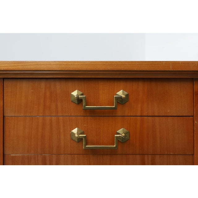 Mid-Century Modern Mid-Century Bedside Tables with Brass Handles, France, 1950s, Set of 2 For Sale - Image 3 of 13