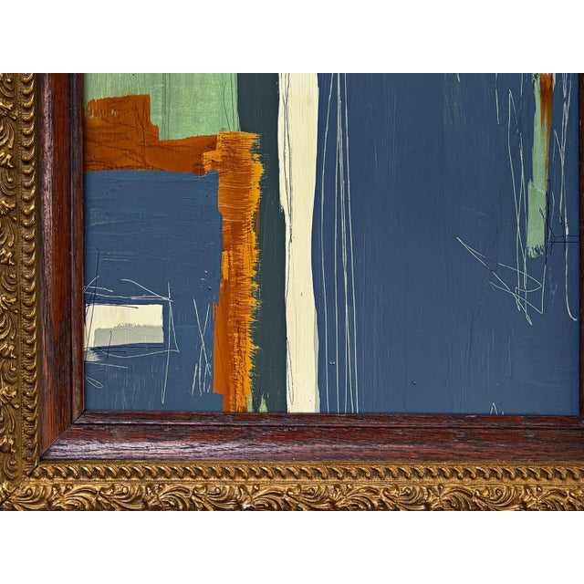 Paint “River Moss" Abstract Art in Antique Frame, Transitional Living Room Art by JTS For Sale - Image 7 of 10