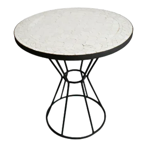 Outdoor White Mosaic Round Bistro Table