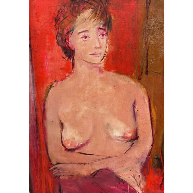 Late 20th Century Vintage Fauvist Portrait Painting of a Nude Woman, Framed For Sale - Image 4 of 13