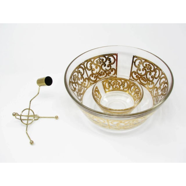 Vintage Georges Briard Spanish Gold 2-Tier Serving Bowl With 22k Decoration For Sale - Image 10 of 13