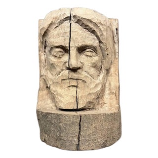Wooden Trunk Sculpture of Man For Sale