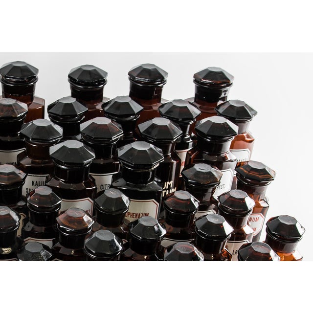 Vintage Amber Pharmacy Bottles, 1960, Set of 68 For Sale - Image 9 of 11