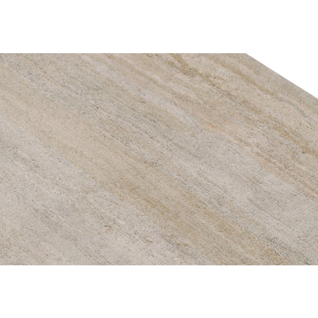 Rug & Kilim’s Contemporary Textural Runner Rug in Beige-Brown Striae For Sale In New York - Image 6 of 7