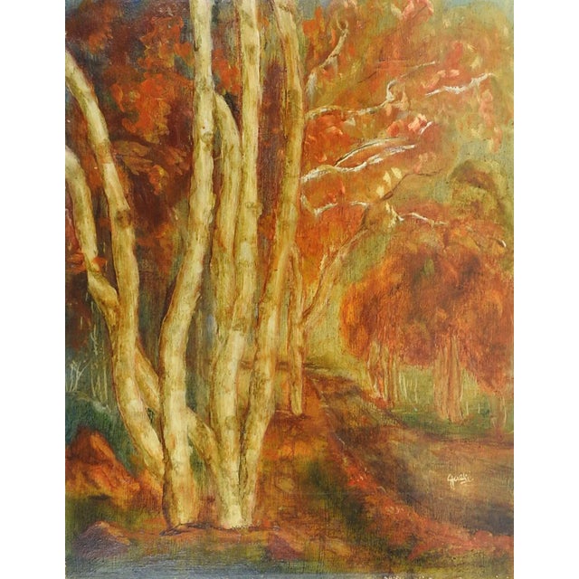 Mid 20th Century Dreamy Autumn Landscape Painting For Sale - Image 4 of 4